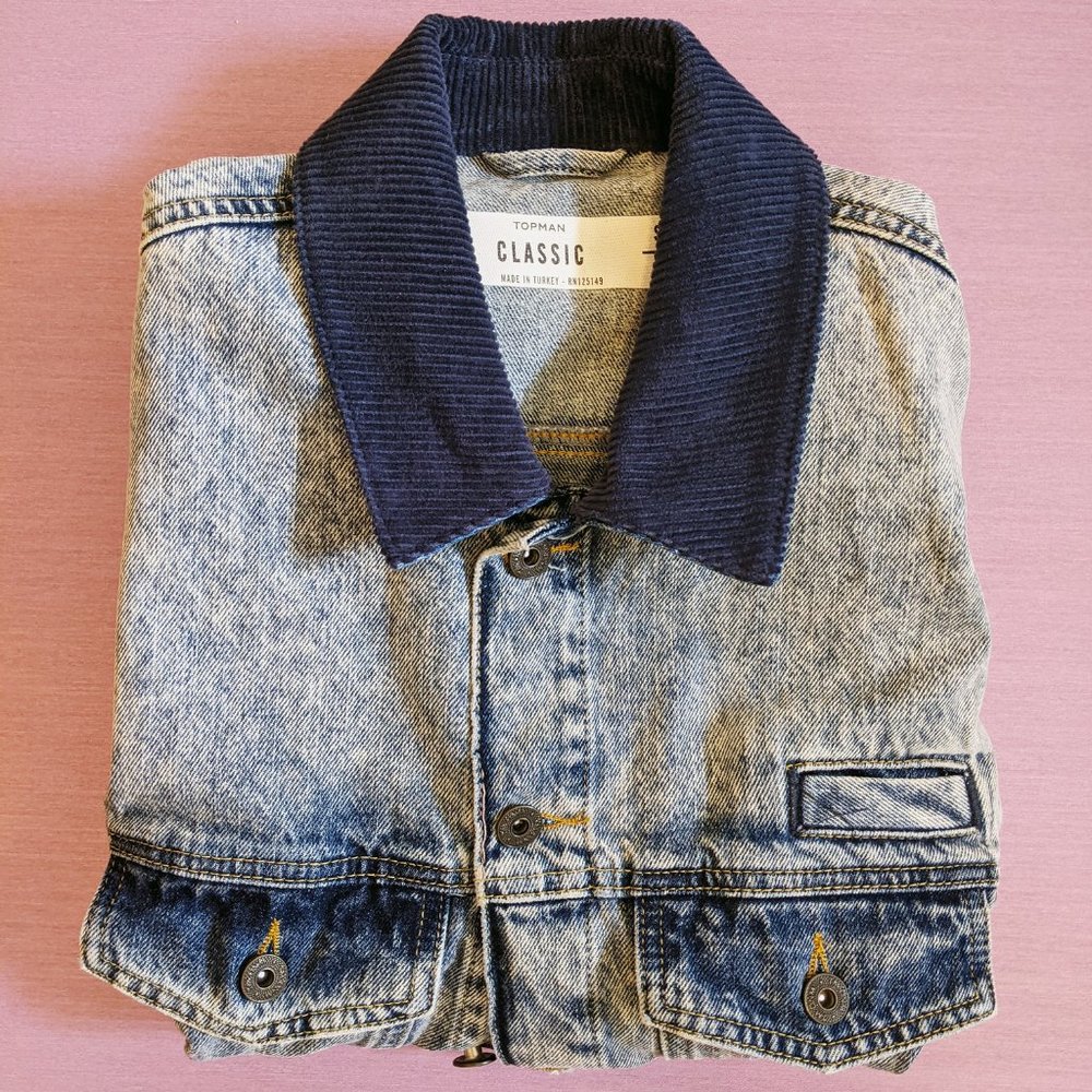 Topman | Blue Acid Wash Denim Gilet/Vest | S